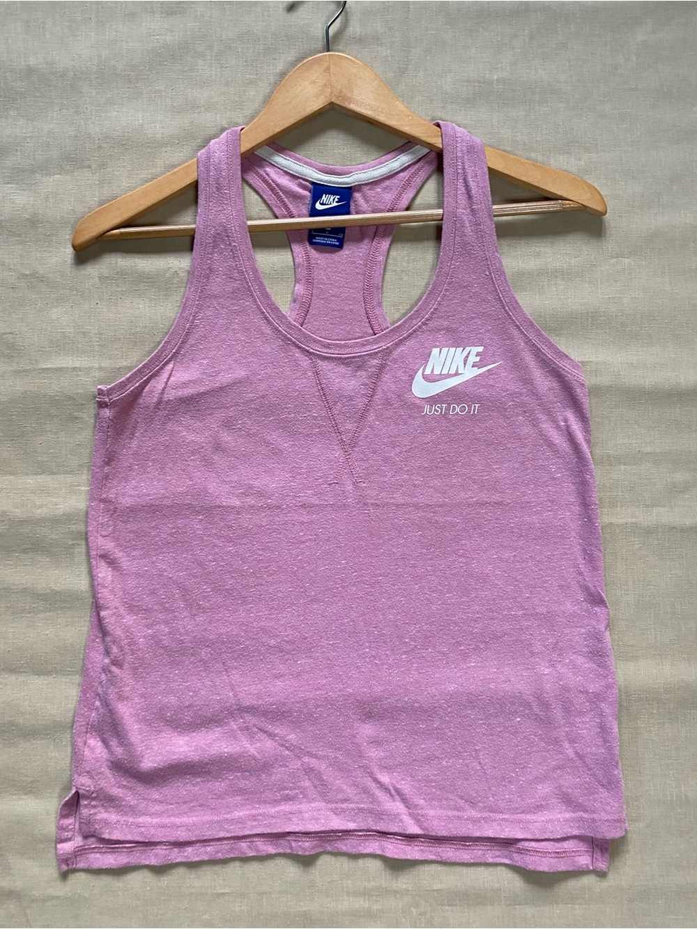 Nike Gym Vintage Racerback Tank Top Pink Heathered Just Do It Womens Small S